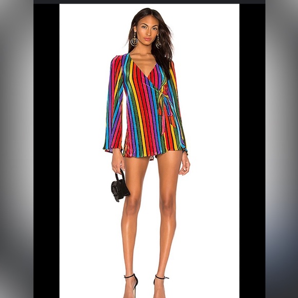 Show Me Your MuMu Caleb Romper Size Medium Rainbow Parade Pleat - Picture 16 of 16